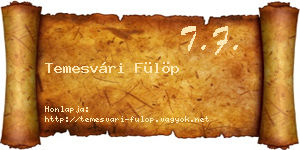 Temesvári Fülöp névjegykártya
